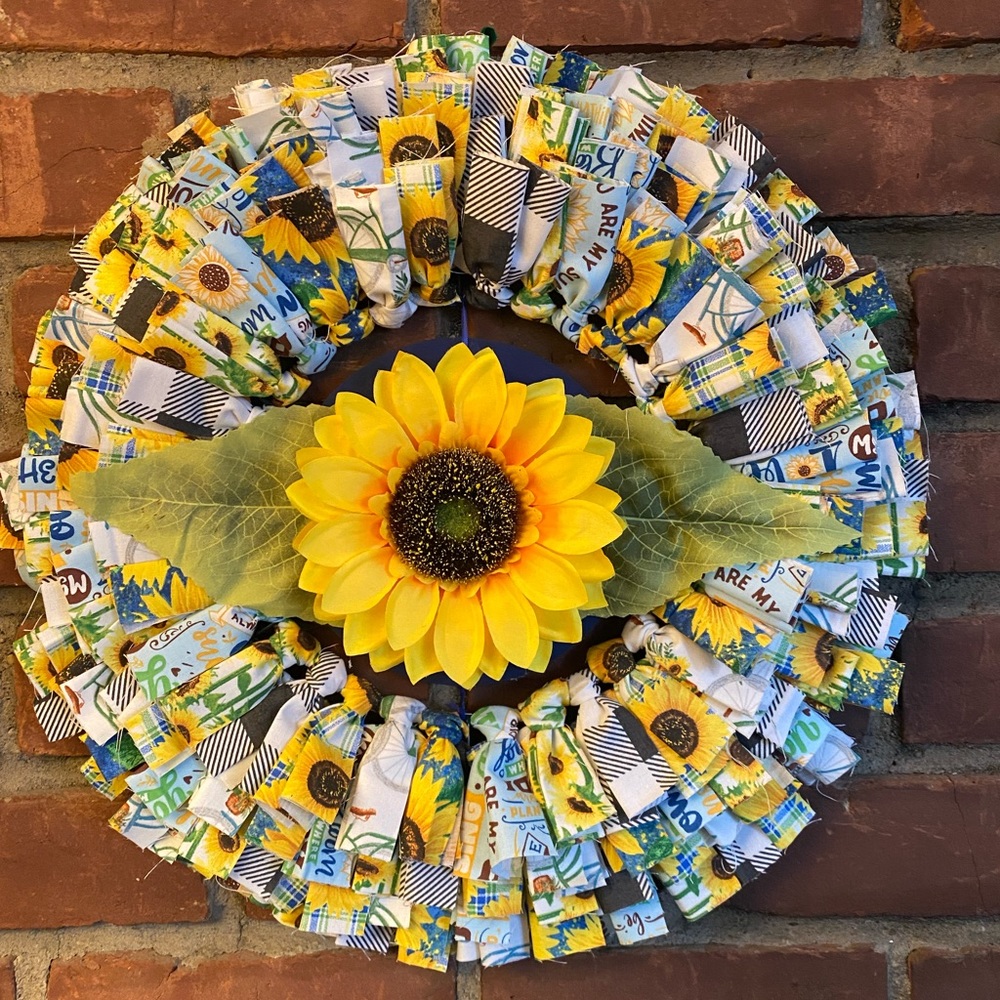 Sunflower Theme Rag Wreath